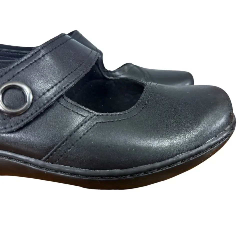 Clarks Collection Cora Dahlia Mary Jane Black Leather Comfort Shoes Loafer 9.5 W